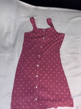 GAP Raspberry Pink Polka Dot Button-Front Camisole Dress